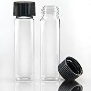 Picture of 3 Dram, 19x65mm Vial, 15-425mm Thread, Black Polypropylene Solid Top Cap, PTFE/F217 Lined