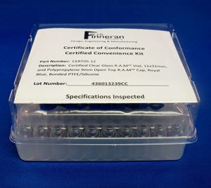 Picture of Certified Clear Glass 9mm R.A.M.™ Vial, 12x32mm, and PP Open Top Cap, Royal Blue, Bonded PTFE/Silicone