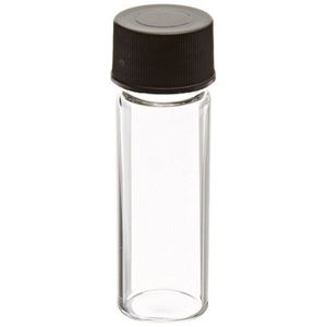 Picture of 2 Dram, 17x60mm Vial, 15-425mm Thread, Black Polypropylene Solid Top Cap, PTFE/F217 Lined