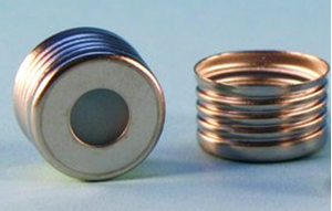 Picture of 18mm Silver Magnetic (Metal) Closure with 0.060" Blue PTFE/Silicone Liner (Shore A 45)