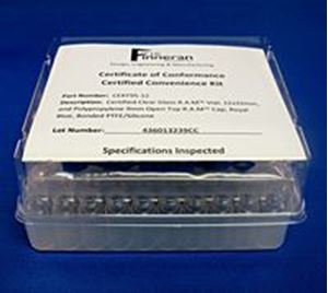 Picture of MS Cert. Clear Glass 9mm R.A.M.™ Vial w/Grad Spot, 12x32mm, w/PP OT Cap, Royal Blue, Bonded PTFE/Silicone