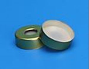 Picture of 20mm Gold Tin Plate Magnetic Seal, 8mm Hole, 0.131" PTFE/Butyl Rubber Lined