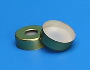 Picture of 20mm Gold Tin Plate Magnetic Seal, 8mm Hole, 0.125" Natural PTFE/Blue Silicone Lined