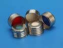 Picture of 18mm Silver Magnetic (Metal) Cap with 0.060" Blue PTFE/White Silicone Liner (Shore A 55), Ultra Low Bleed