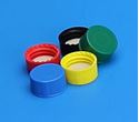 Picture of 9mm Solid Top R.A.M.™ Ribbed Cap, Red Polypropylene, PTFE/F217 Lined