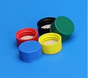 Picture of 9mm Solid Top R.A.M.™ Ribbed Cap, Red Polypropylene, PTFE/F217 Lined