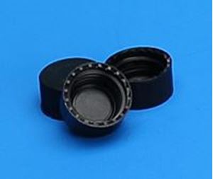 Picture of 9mm Solid Top R.A.M.™ Ribbed Cap, Yellow Polypropylene, PTFE/F217 Lined
