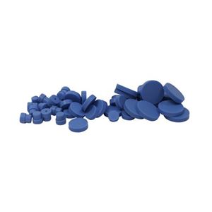 Picture of 10mm Diameter Purple General Purpose GC Septa with Guide Hole, 3mm Thick, Long Life - 450 Injections, Max Temp 325°C
