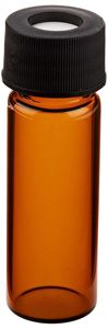 Picture of Amber 13-425mm Threaded Vial, 15x45mm, Black Polypropylene Cap, Red PTFE/Silicone Septa, 0.060"