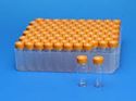 Picture of Clear 9mm Thread R.A.M.™ Vial, 12x32mm,  0.040" Red PTFE/Silicone Septa, Smooth Black Cap