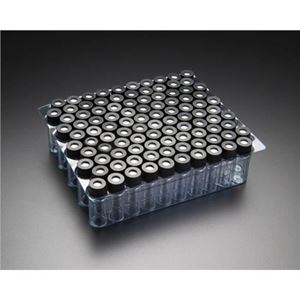 Picture of Clear 9mm Thread R.A.M.™ Vial, 12x32mm,  0.040" Red PTFE/Silicone Septa, Ribbed Black Cap 