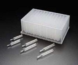 Picture of 1.2mL Glass Round Bottom Vials, 8x46mm, for 96 Deep Square Well Plates, in Vial Loader