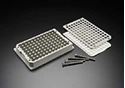 Picture of Vented Aluminum 96-Well Base Plate with Tapped Holes in Each Corner (for use with Screws)