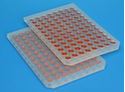 Picture of 96-Well Pierceable Cap Mat, Clear PTFE/Orange Silicone Lined, for Crimp Top or Flanged Inserts in MicroPlates